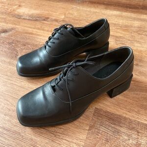 Camper Kobo Womens Leather Heeled Formal Shoes Size 38 Black Academia Uniform